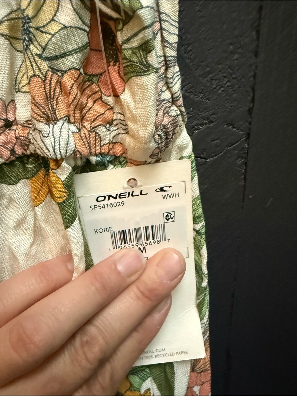 O'Neill Cream Floral Button-Front Blouse with Green and Teal Accents - Picture 3 of 3
